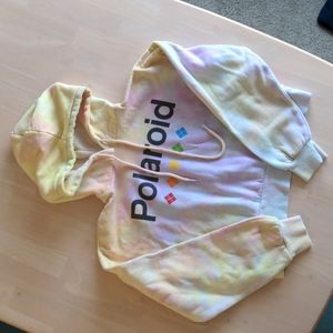 Polaroid Tie Dye Crop Hoodie Sweatshirt